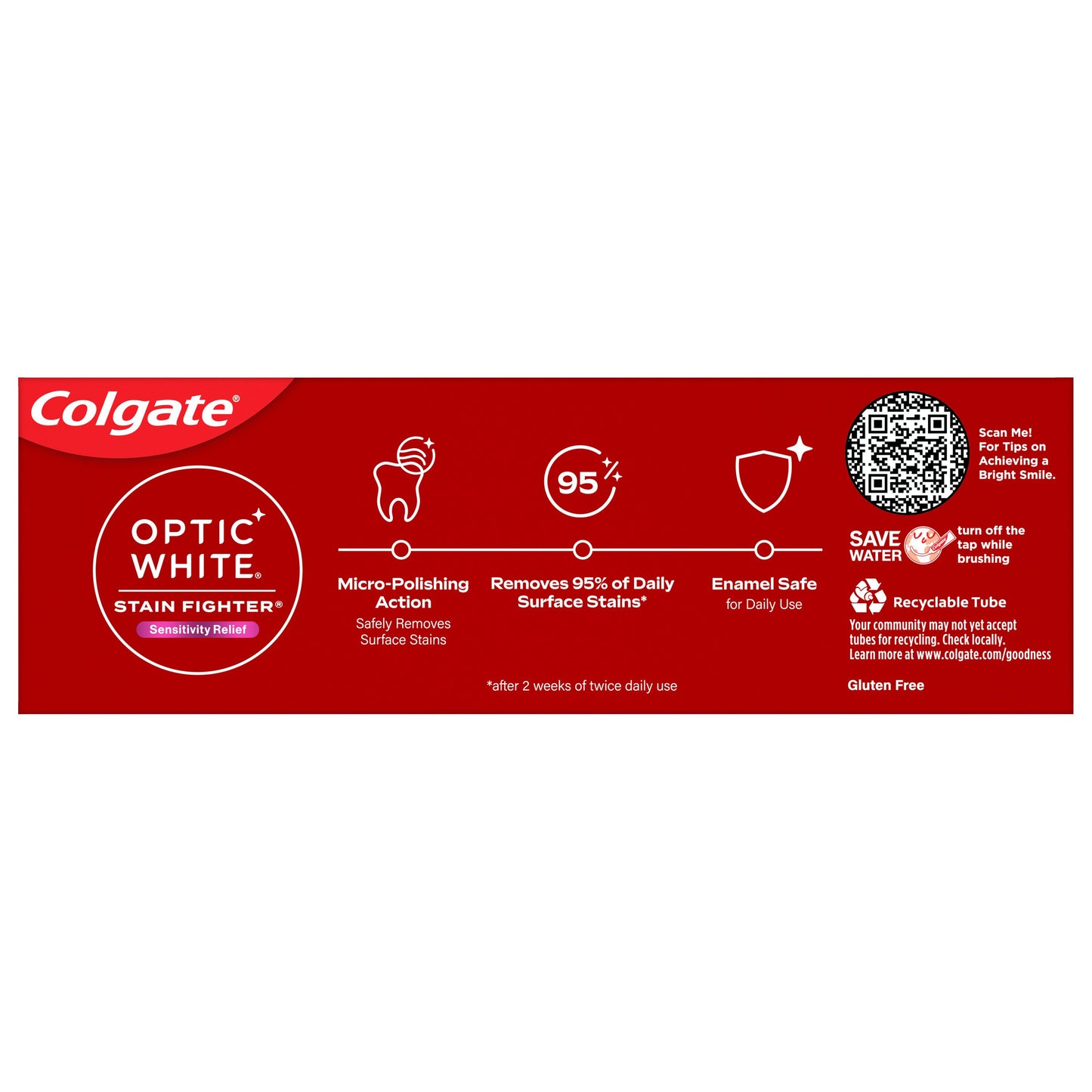 Colgate Optic White Sensitivity Relief Anticavity Toothpaste - Clean Mint