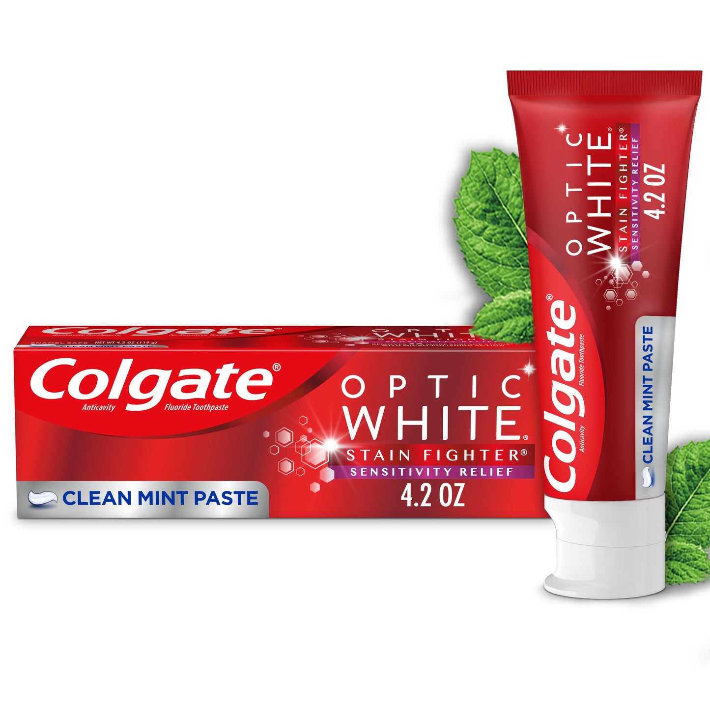 Colgate Optic White Sensitivity Relief Anticavity Toothpaste - Clean Mint