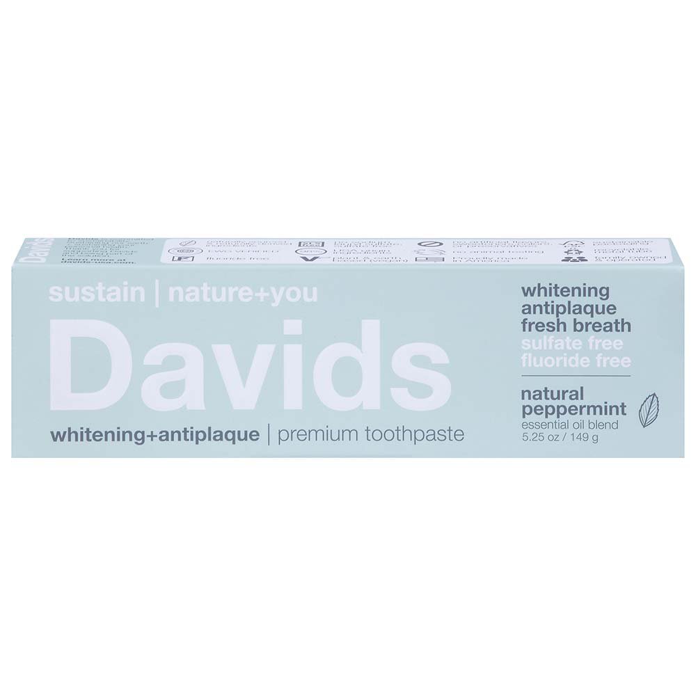 Davids Whitening + Antiplaque Premium Toothpaste - Natural Peppermint
