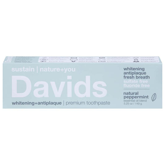 Davids Whitening + Antiplaque Premium Toothpaste - Natural Peppermint