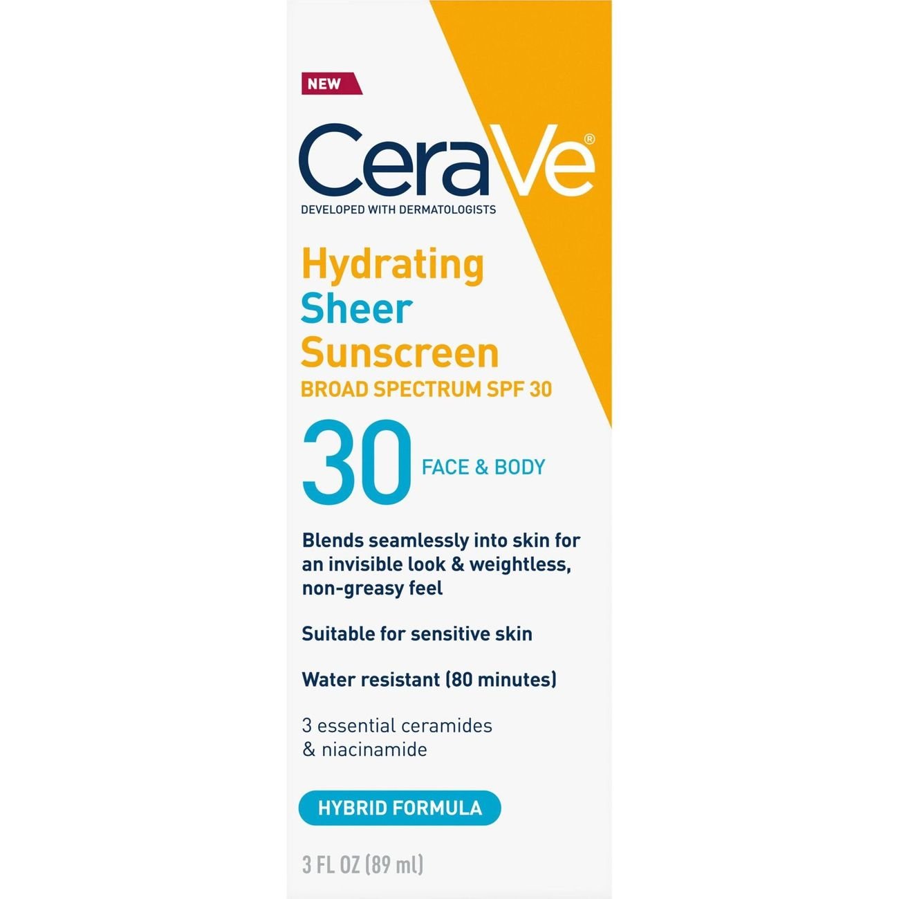 CeraVe Hydrating Sheer Face & Body Sunscreen - SPF 30