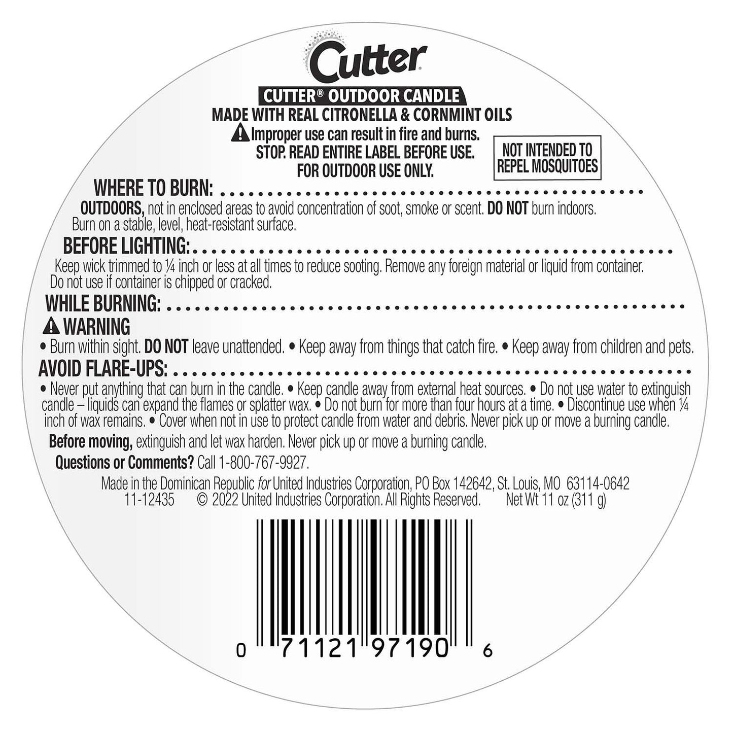 Cutter Citronella & Cornmint Scent Outdoor Candle Bucket