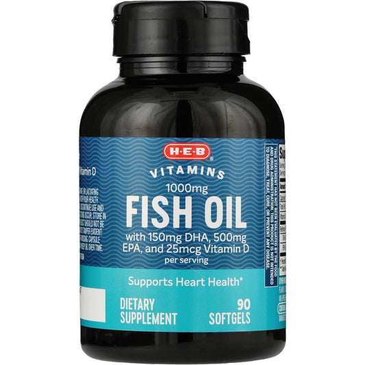 H-E-B Vitamins Fish Oil with Vitamin D 1000 mg Softgels