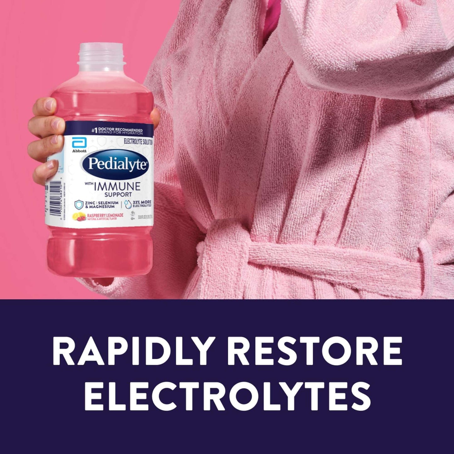 Pedialyte with Immune Support Electrolyte Solution - Raspberry Lemonade