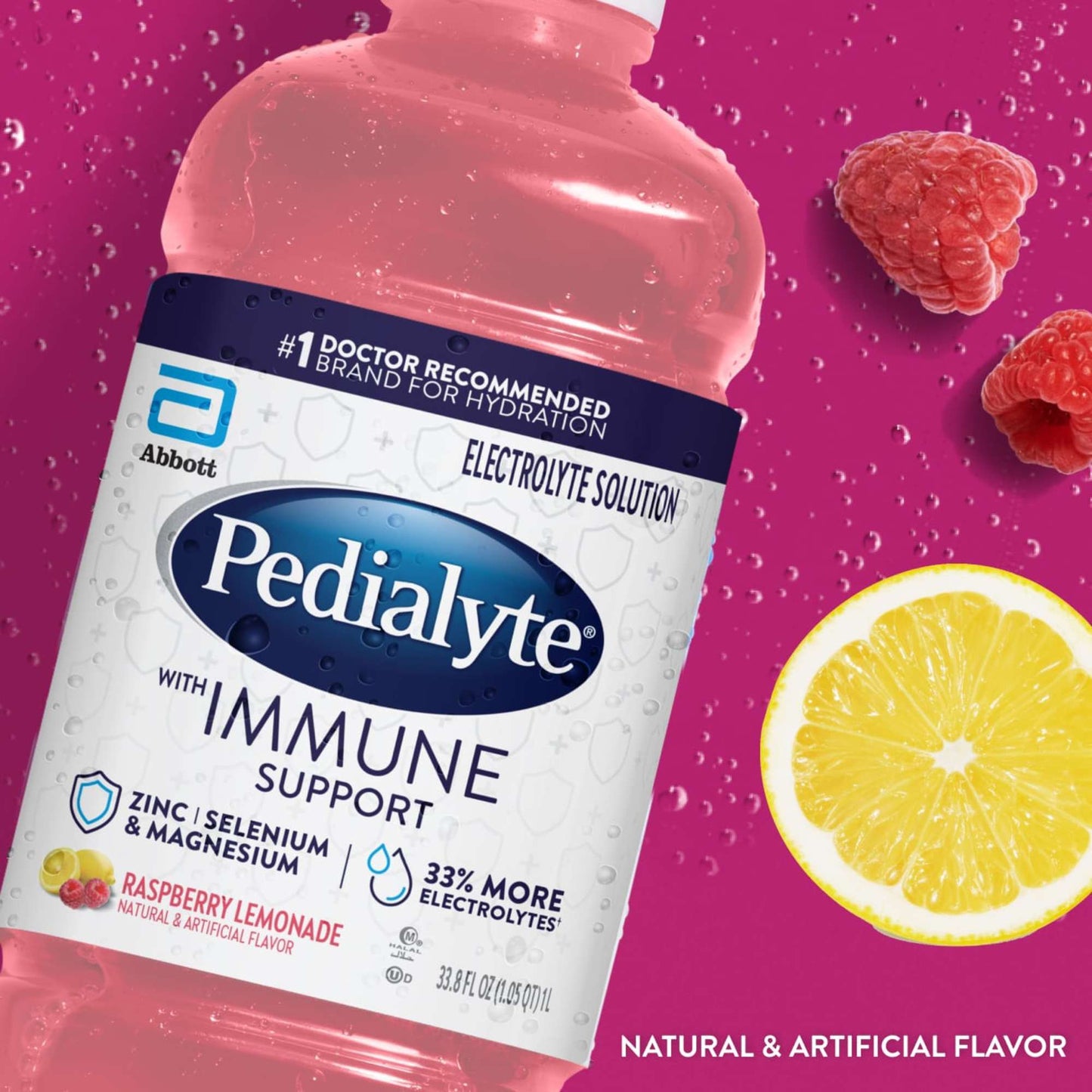 Pedialyte with Immune Support Electrolyte Solution - Raspberry Lemonade