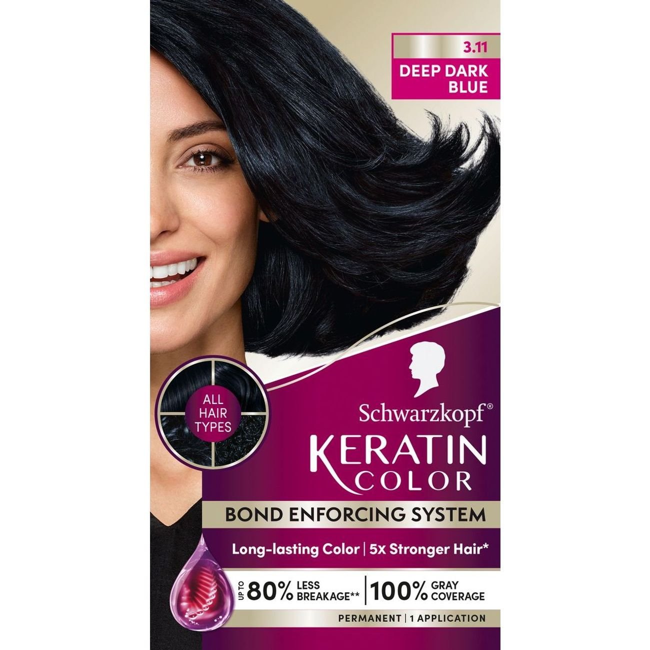 Schwarzkopf Keratin Color Permanent Hair Color - 3.11 Deep Dark Blue
