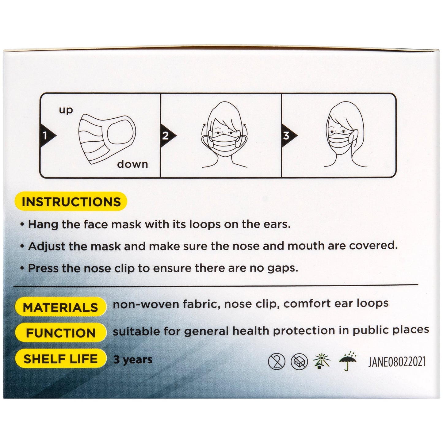RM Wellness Disposable 3-Layer Protective Face Masks - Black, Latex Free