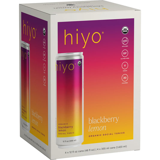 hiyo Non-Alcoholic Sparkling Social Tonic 4 pk Cans - Blackberry Lemon