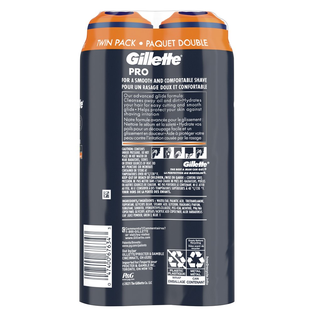 Gillette PRO Shaving Gel for Men Twin Pack