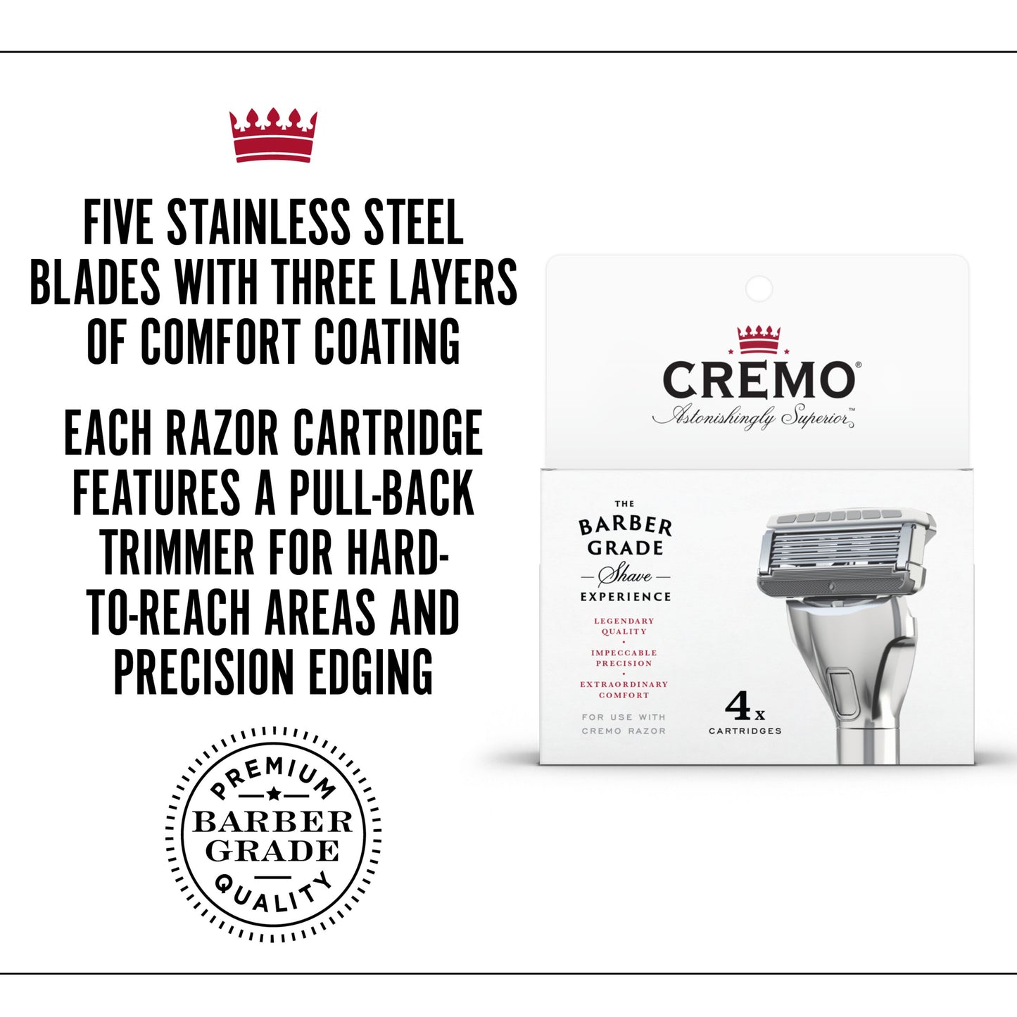 Cremo Barber Grade Durable Steel Razor Blade Refills