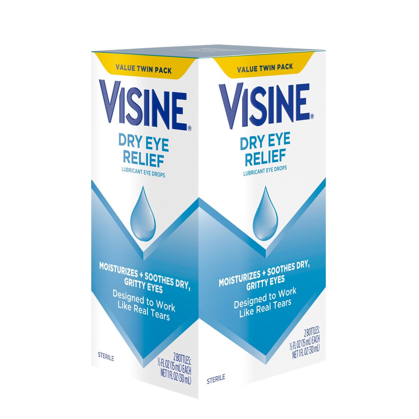 Visine Dry Eye Relief Lubricant Eye Drops, Twin Pack