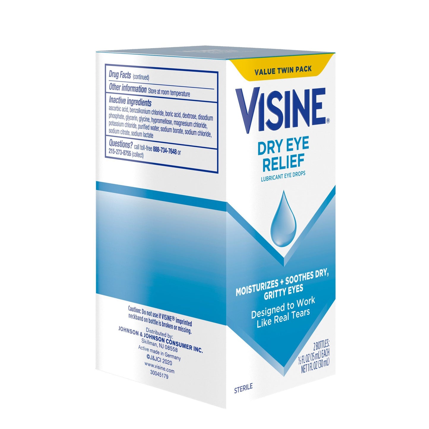 Visine Dry Eye Relief Lubricant Eye Drops, Twin Pack