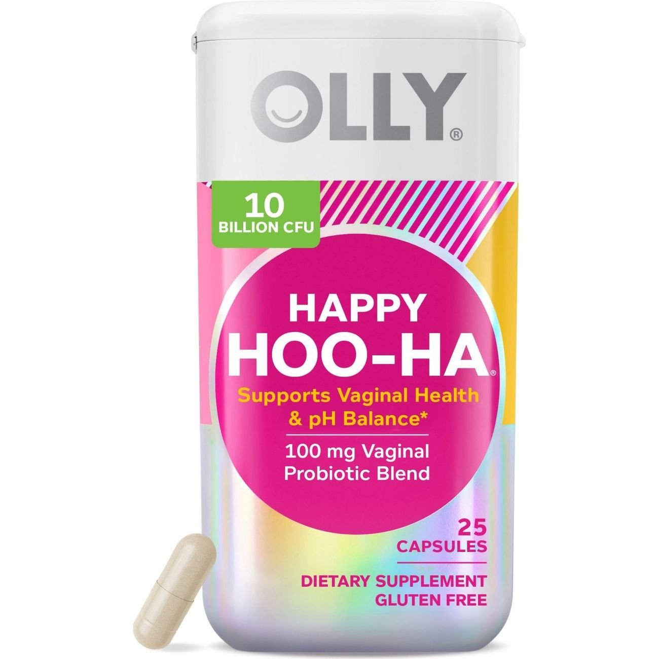 OLLY Happy Hoo-Ha Vaginal Health pH Balance 10 billion CFU Probiotic Capsules