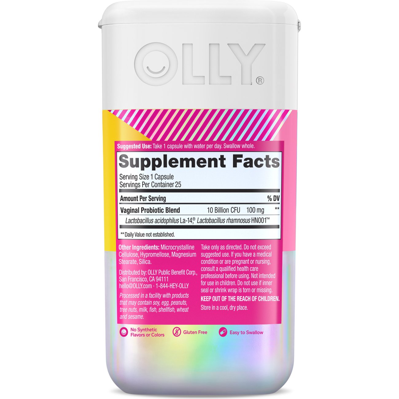 OLLY Happy Hoo-Ha Vaginal Health pH Balance 10 billion CFU Probiotic Capsules