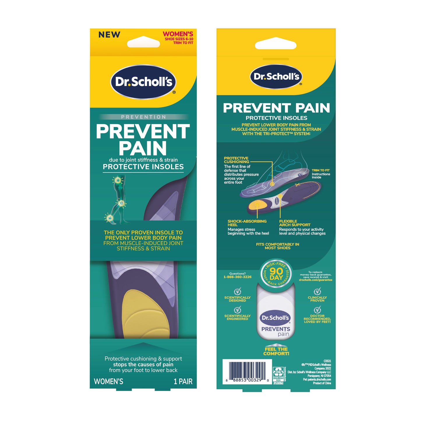 Dr. Scholl's Prevent Pain Protective Insoles, Trim to Fit Insert, Women Shoe Size 8-14
