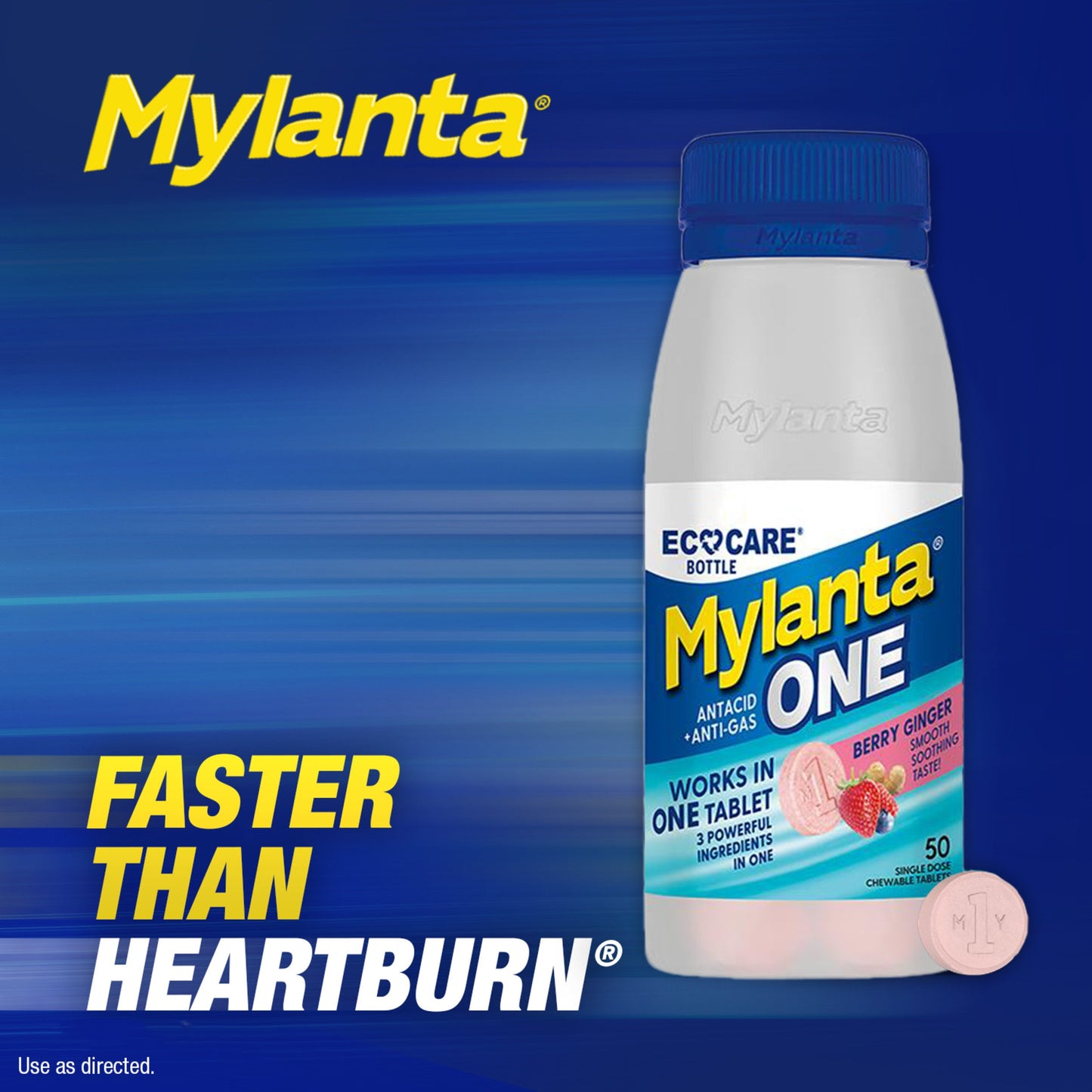 Mylanta One Antacid & Anti-Gas Chewable Tablets - Berry Ginger