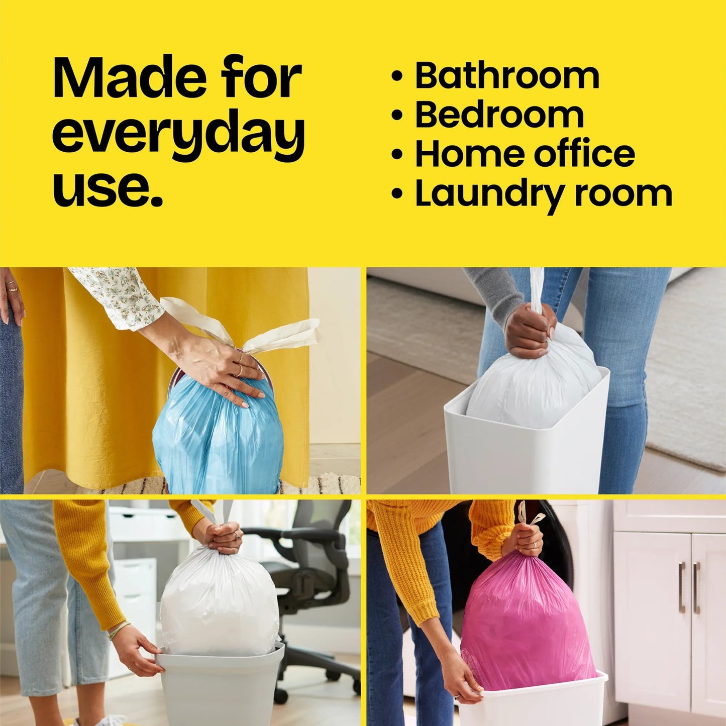 Glad Small Drawstring Trash Bags with Clorox, 4 Gallon - Lemon Fresh Bleach Scent