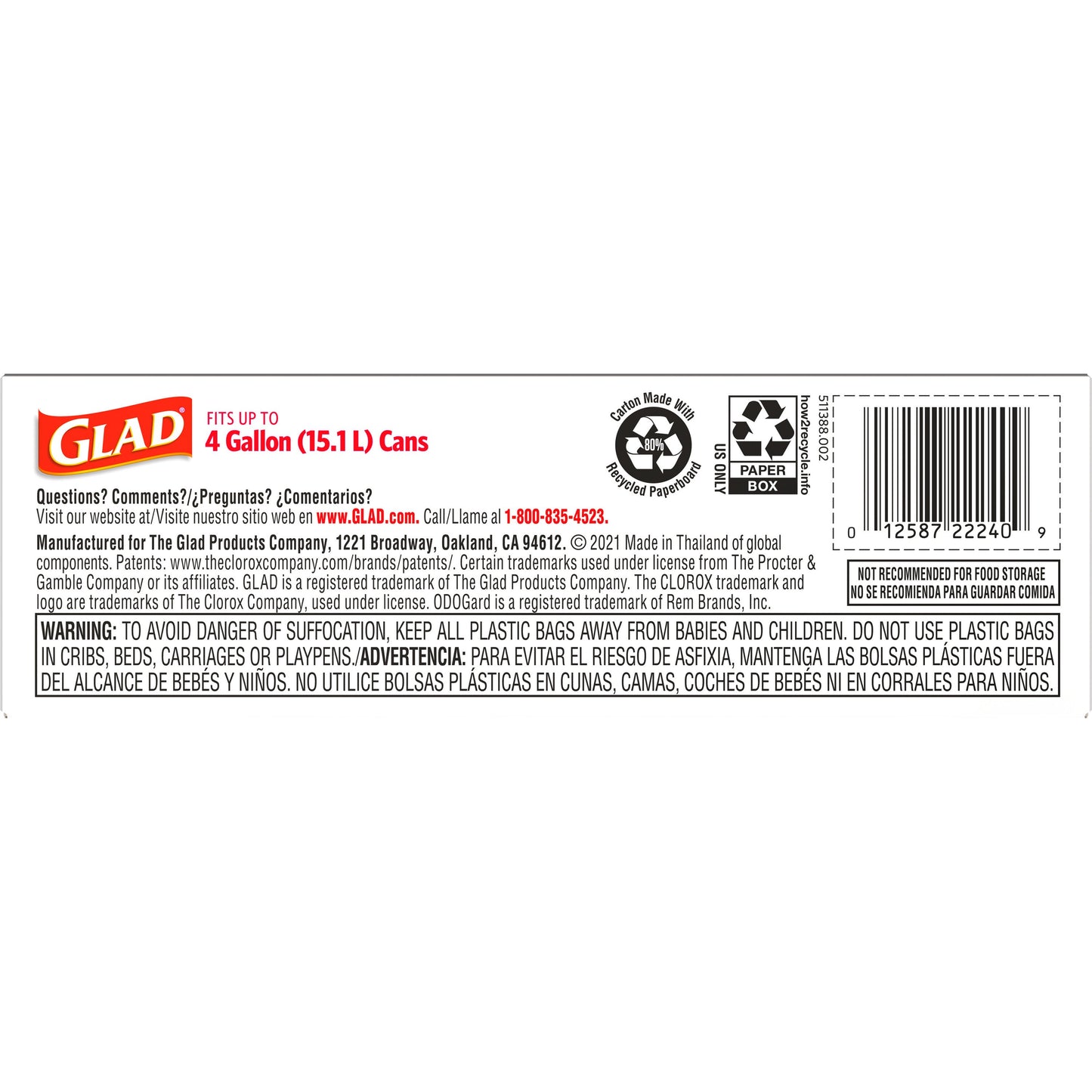 Glad Small Drawstring Trash Bags with Clorox, 4 Gallon - Lemon Fresh Bleach Scent