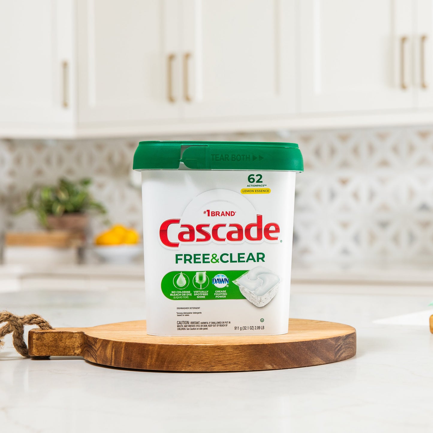 Cascade Free & Clear Dishwasher Detergent Liquid Gel, Lemon Scent