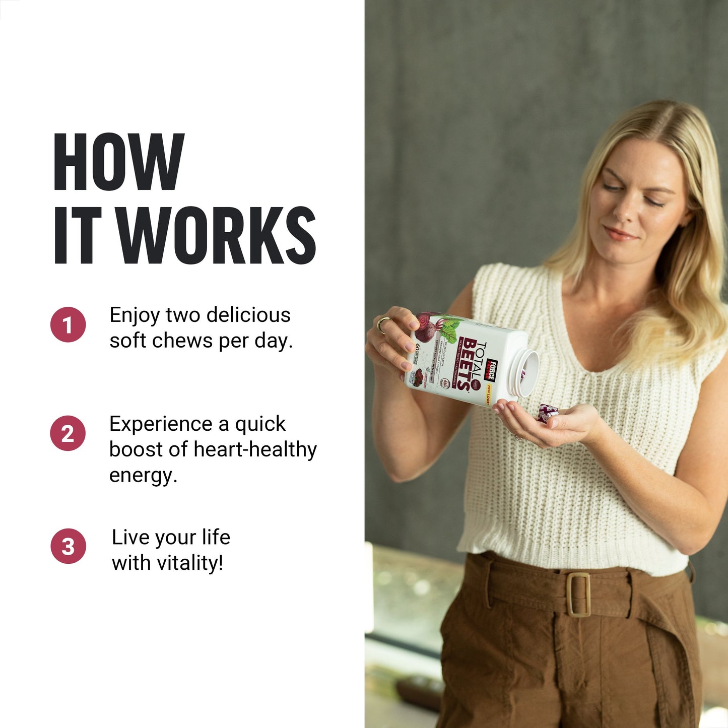 Force Factor Total Beets Soft Chews - Acai Berry