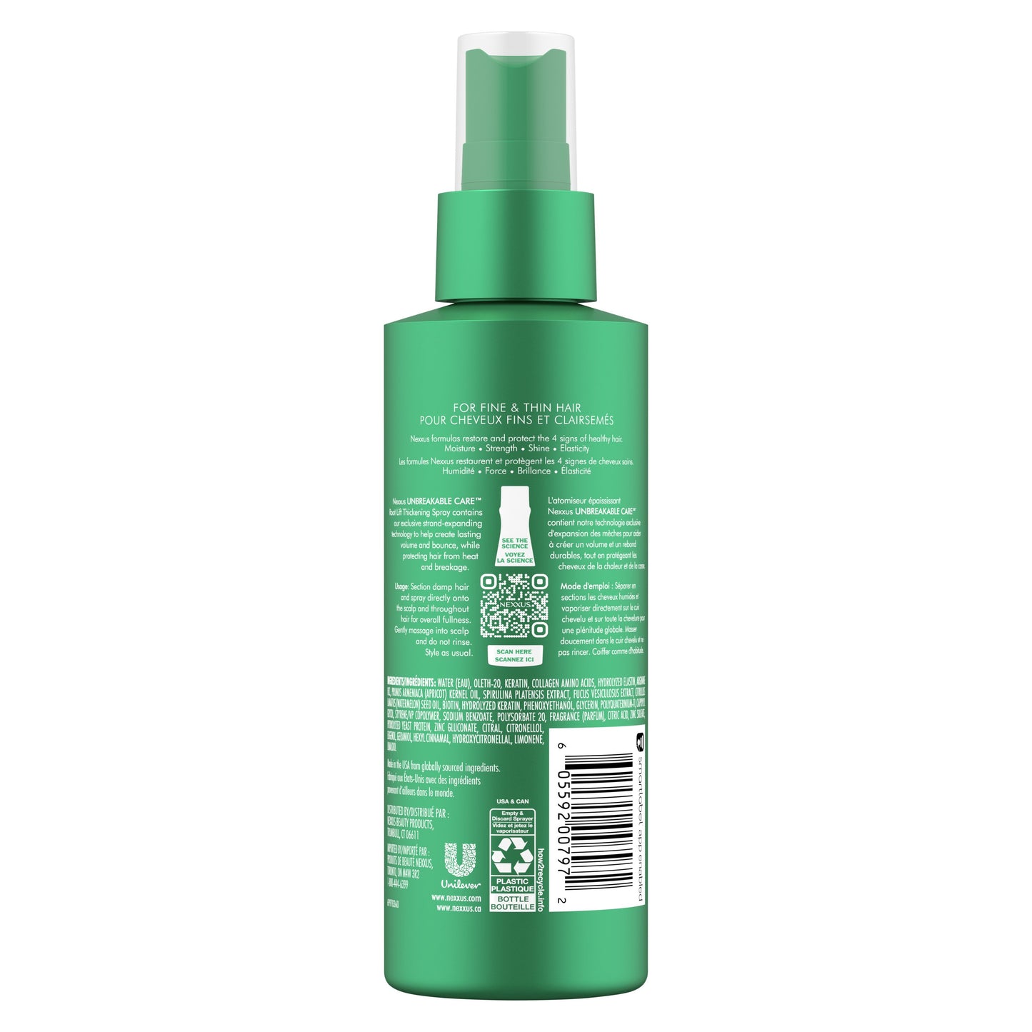 Nexxus Unbreakable Care Root Lift Hair Thickening Spray with Keratin, Collagen, Biotin