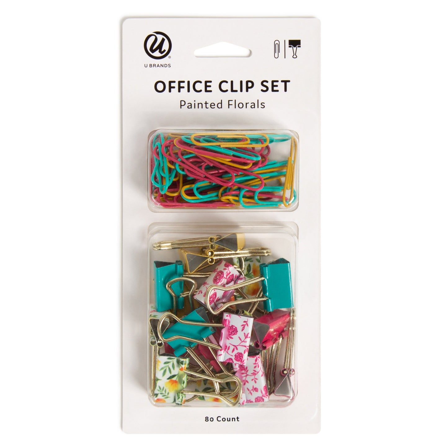 U Brands Office Clip Set - Painted Florals