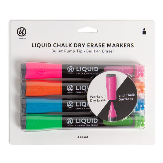 U Brands Bullet Pump Tip Liquid Chalk Dry Erase Markers - Assorted Ink