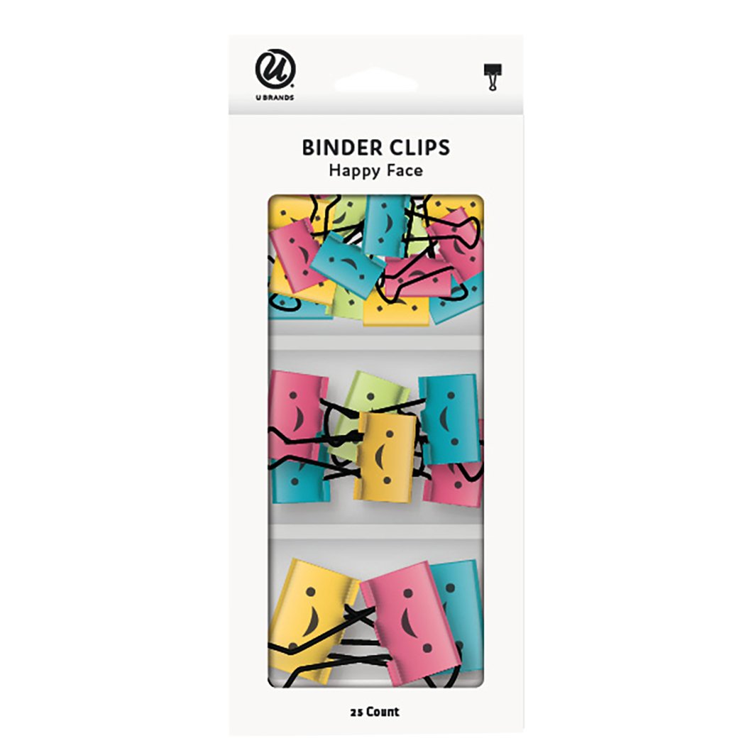 U Brands Binder Clips - Happy Face