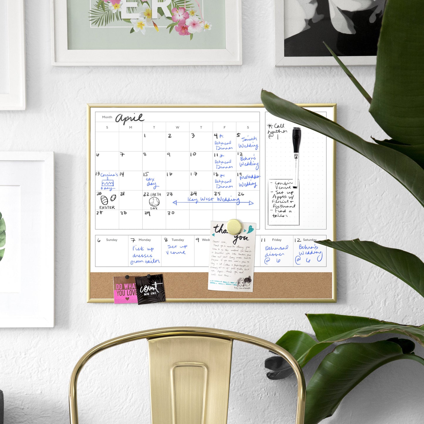 U Brands Metal Frame 4-in-1 Dry Erase Planner Board