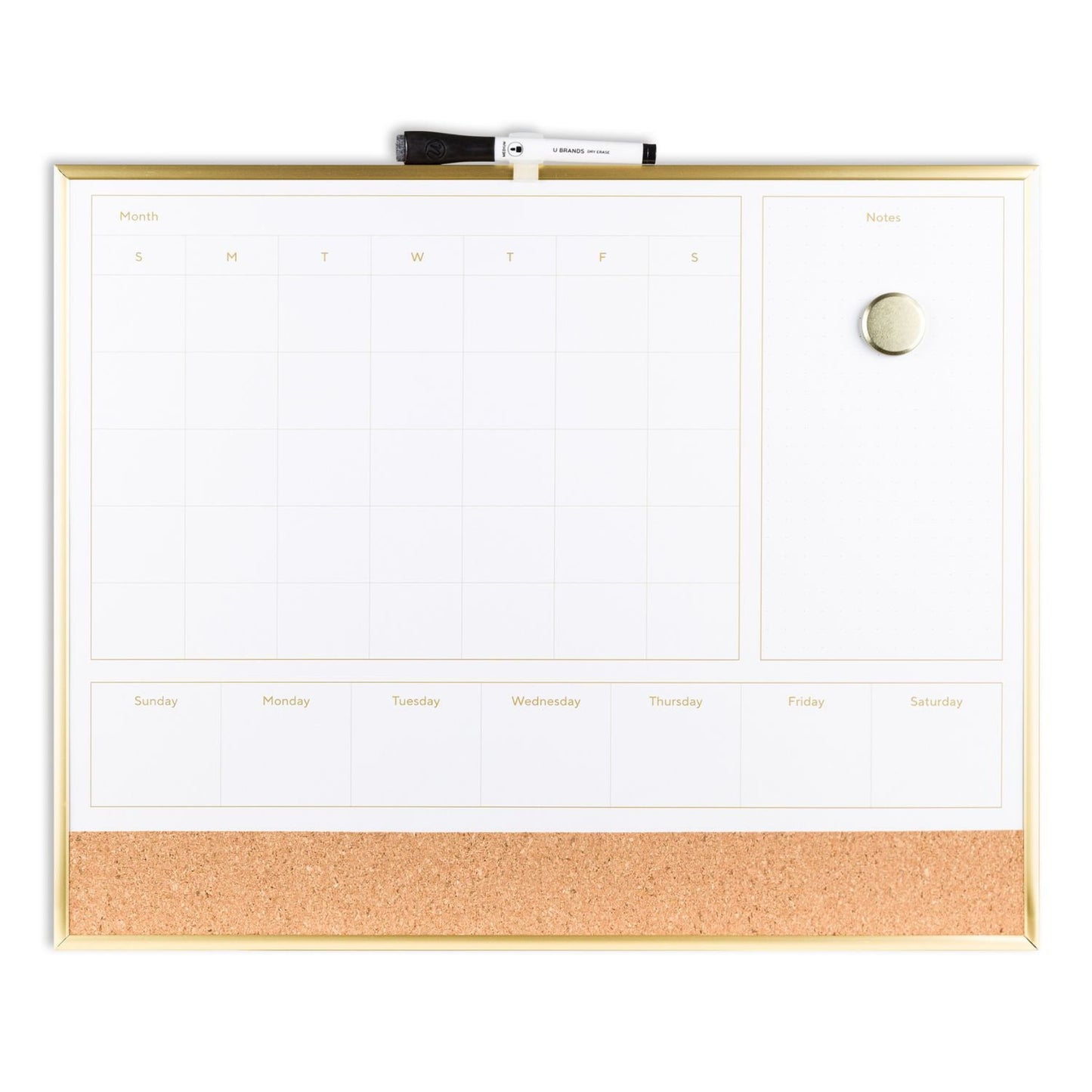 U Brands Metal Frame 4-in-1 Dry Erase Planner Board