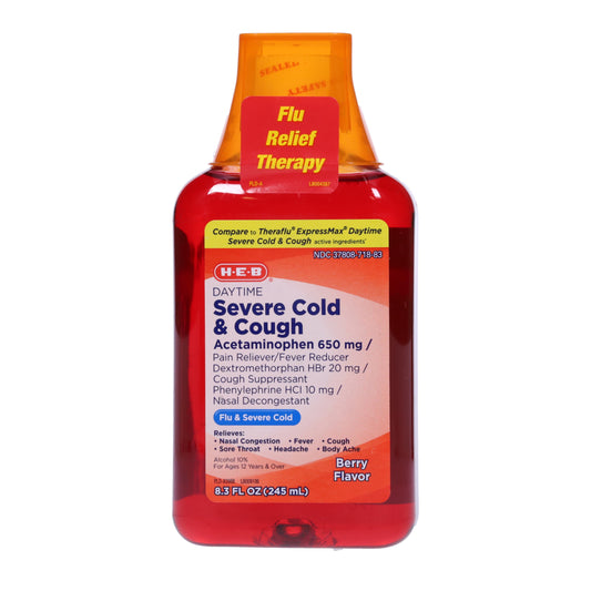 H-E-B Daytime Severe Cold & Cough Pain Relief Liquid - Berry