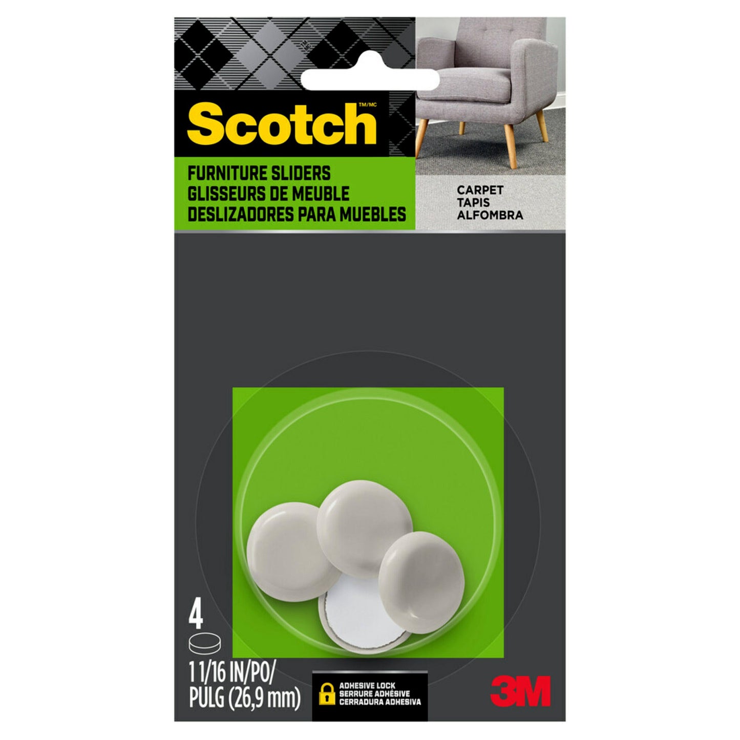 Scotch Self Stick Adhesive Hard Round Sliders