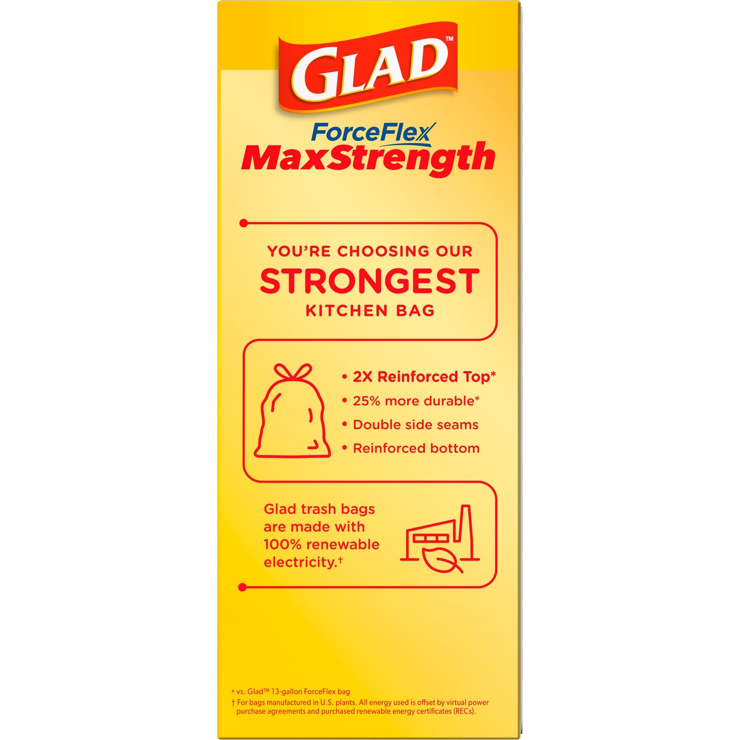 Glad ForceFlex MaxStrength Tall Kitchen Drawstring Trash Bags, 13 Gallon - Fresh Clean Scent with Febreze Freshness