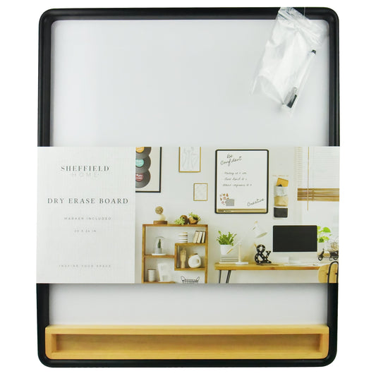 Sheffield Home Modern Black Frame Dry Erase Board with Shelf