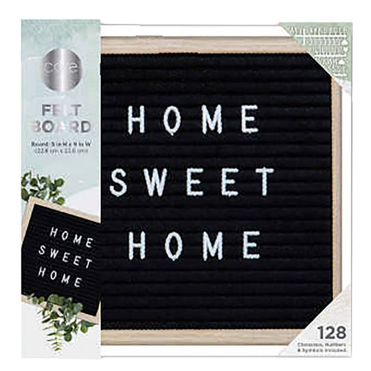 Core Bamboo Square Wood Frame Black Felt Message Board