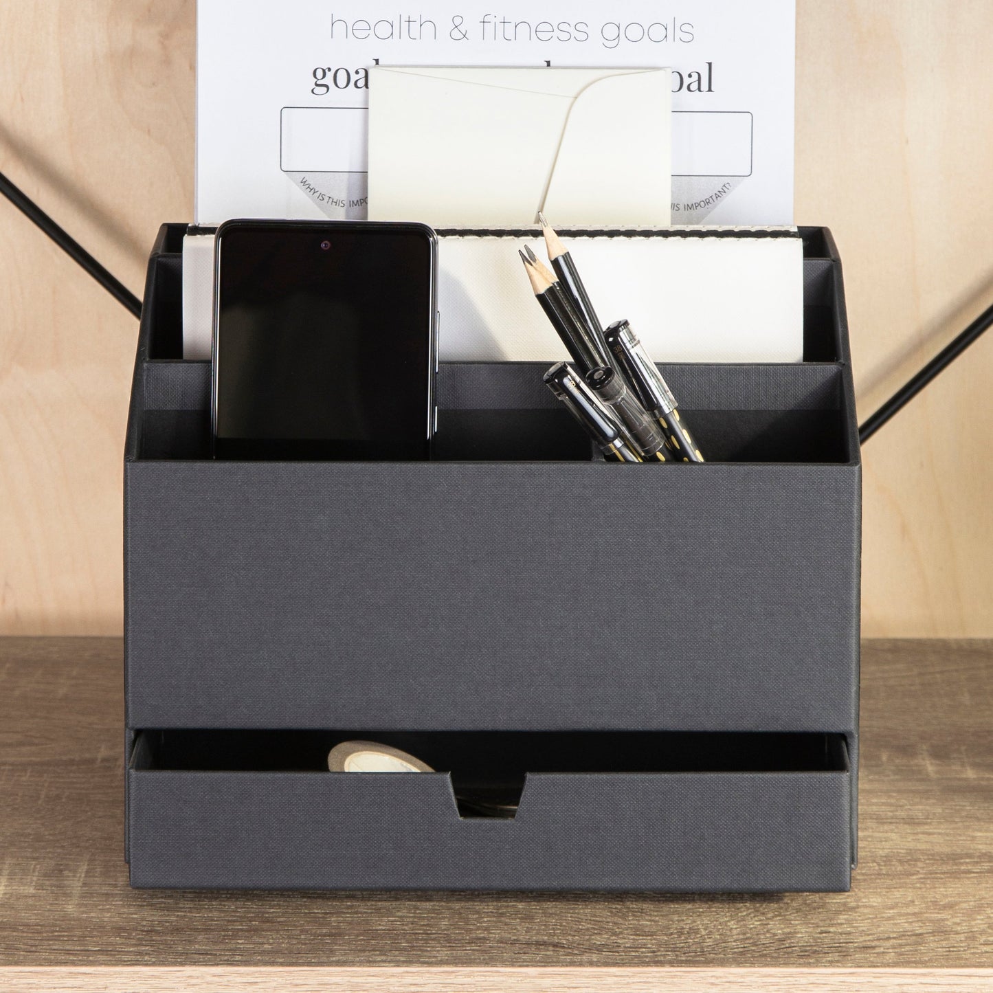 Bigso Box Of Sweden Greta Desktop Organizer with Drawer - Black