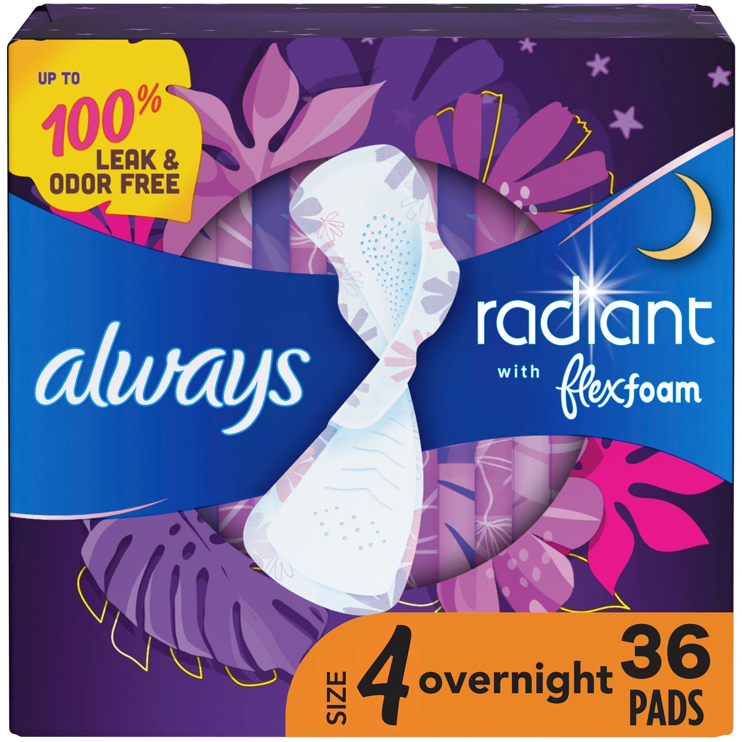Always Radiant Pads with Wings - Overnight Size 4