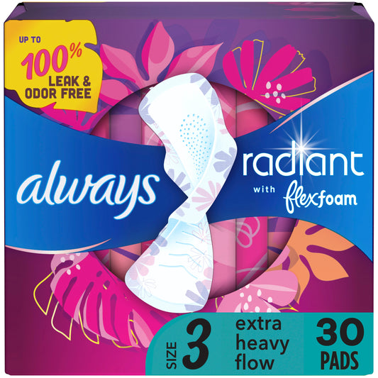 Always Radiant Extra Heavy Flow Pads with Wings - Size 3
