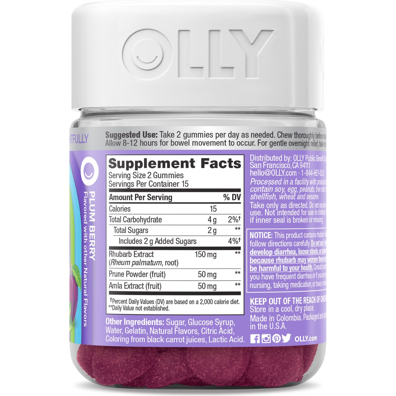 OLLY Keep It Moving Constipation & Digestive Support Gummies - Plum Berry