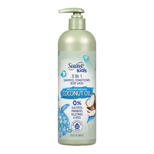 Suave Kids 3-in-1 Shampoo + Conditioner + Body Wash with Natural Coconut Oil
