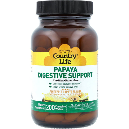 Country Life Vitamins Papaya Digestive Support Chewable Wafers