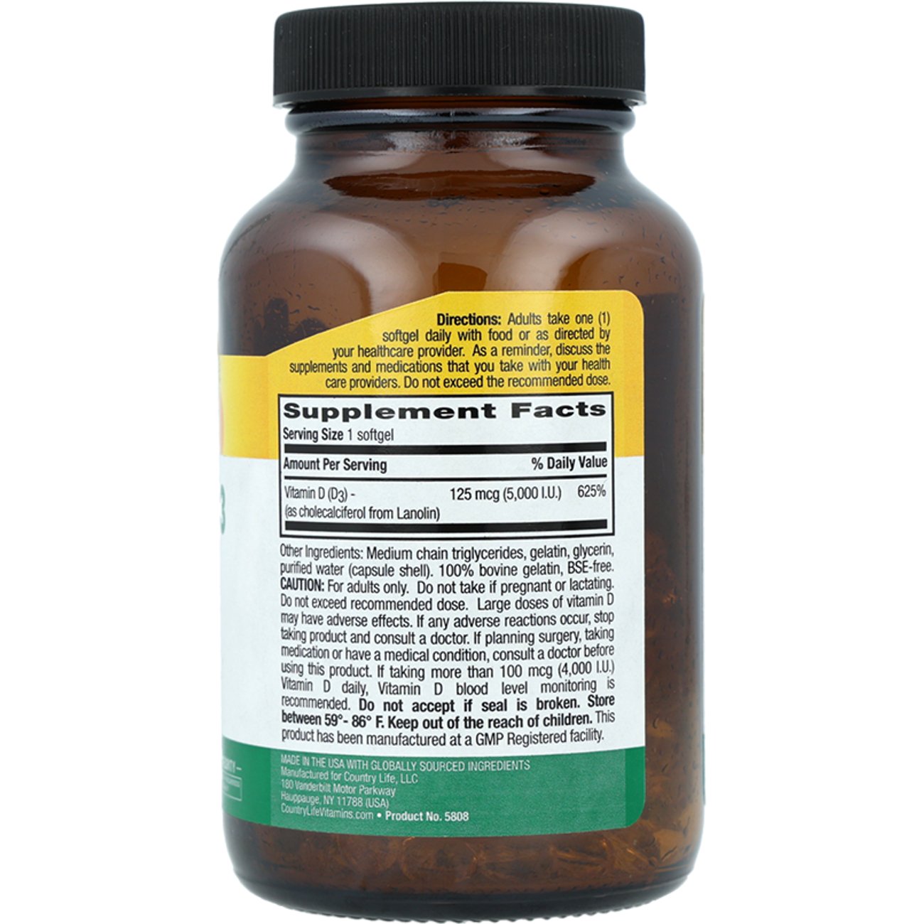 Country Life Vitamins Vitamin D3 Softgels