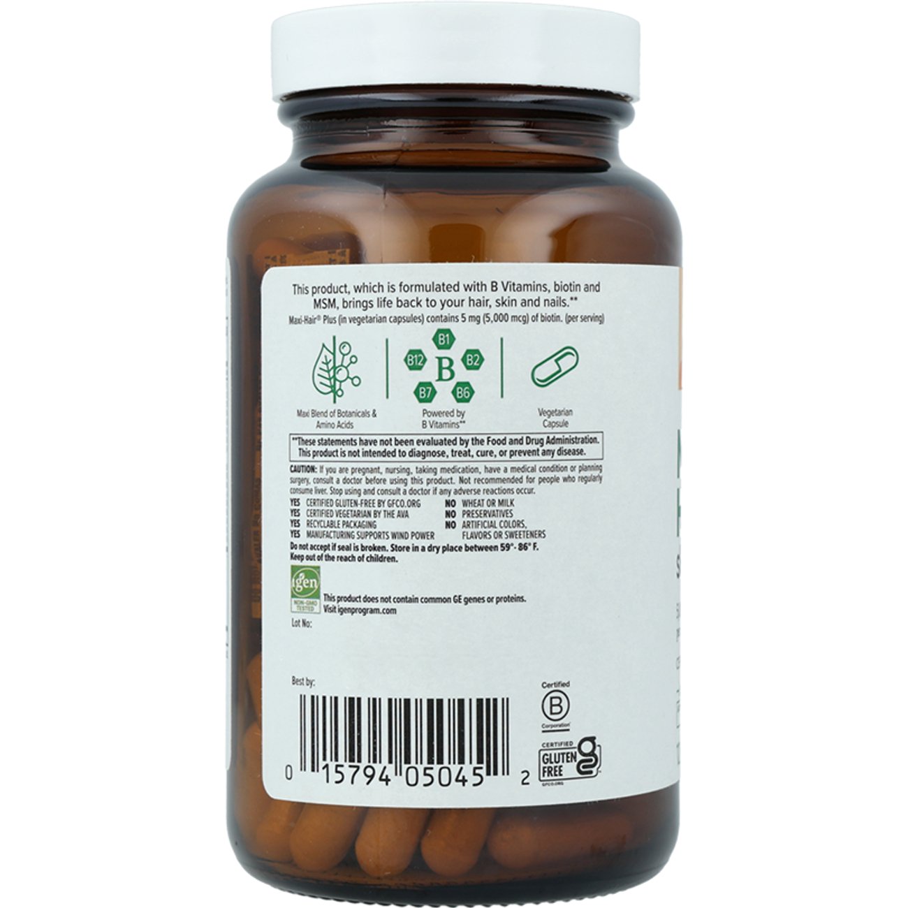 Country Life Vitamins Maxi-Hair Plus Skin & Nails Vegetarian Capsules