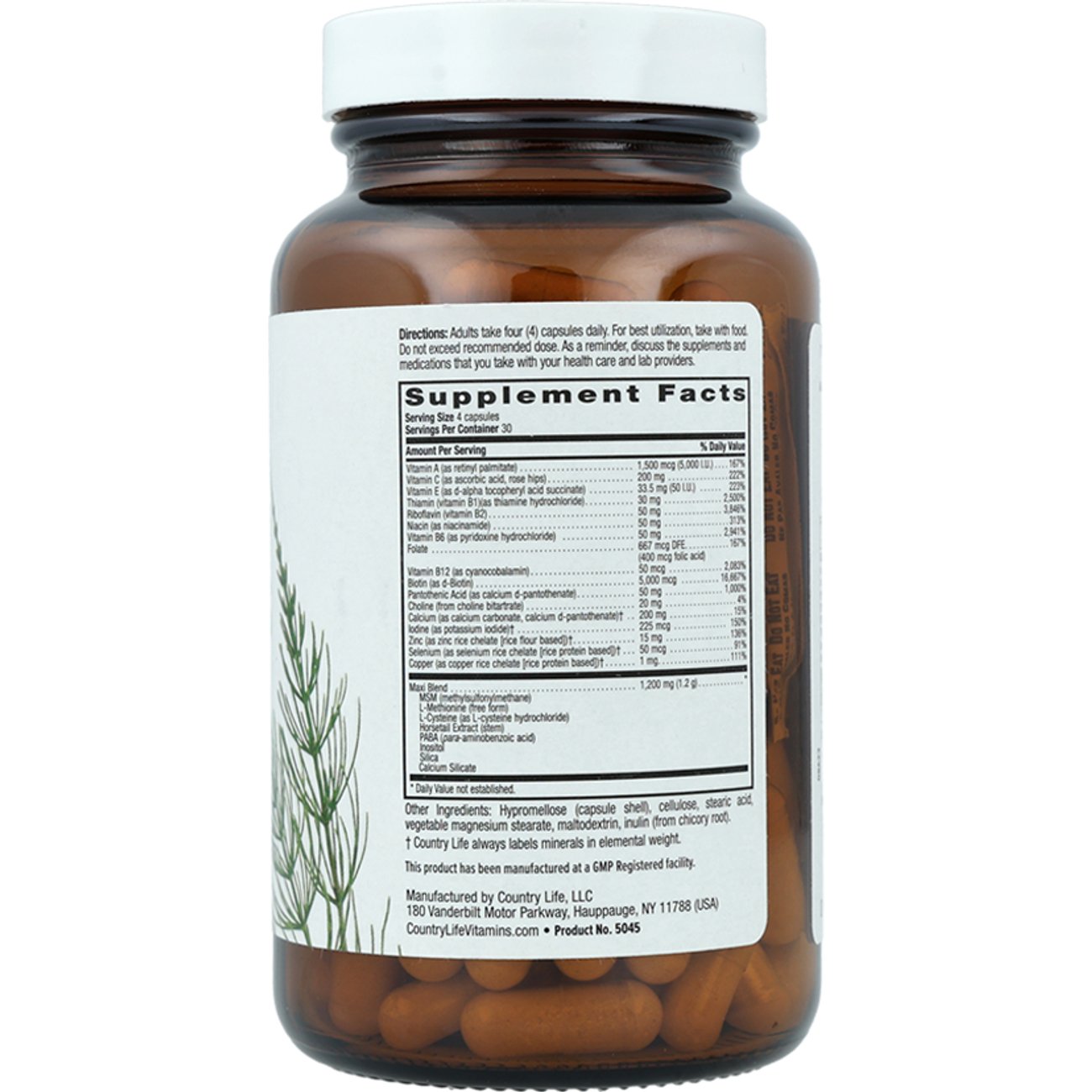 Country Life Vitamins Maxi-Hair Plus Skin & Nails Vegetarian Capsules