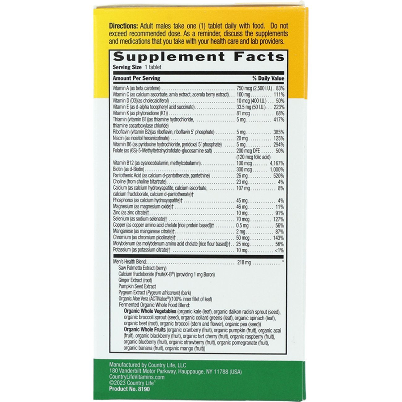 Country Life Vitamins Core Daily-1 Multivitamin for Men Tablets