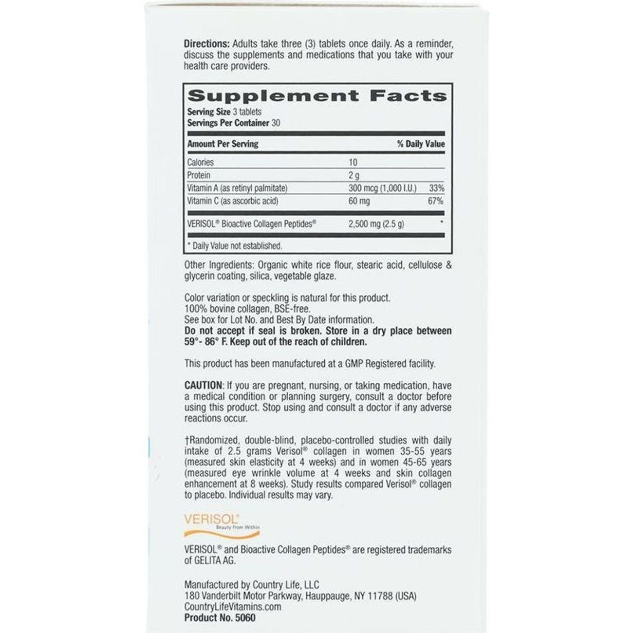 Country Life Maxi-Skin Collagen + C & A Tablets