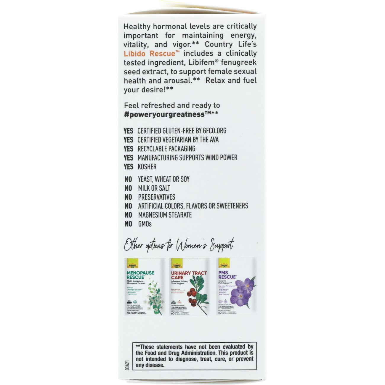 Country Life Vitamins Libido Rescue Vegetarian Capsules