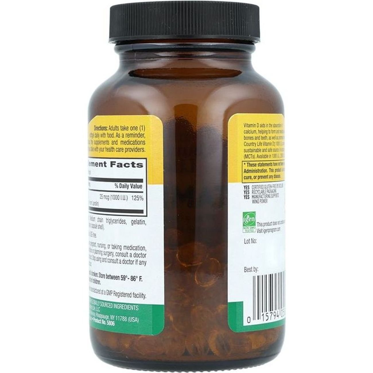 Country Life Vitamin D3 1000 IU Softgels