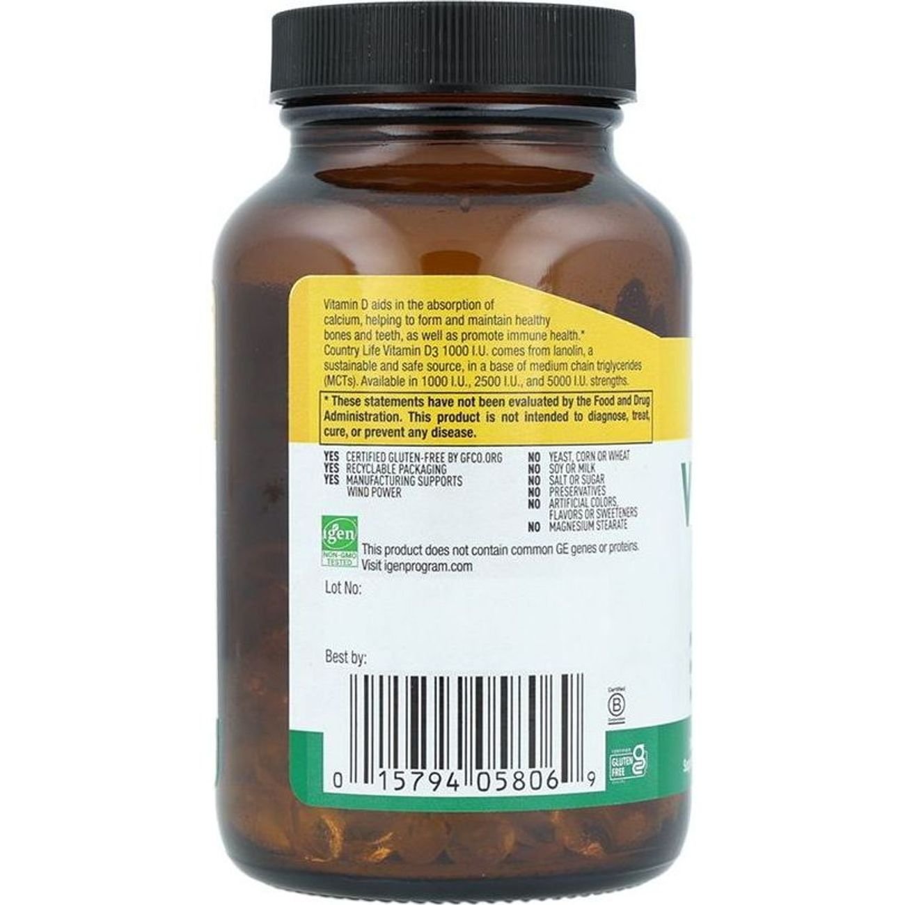 Country Life Vitamin D3 1000 IU Softgels