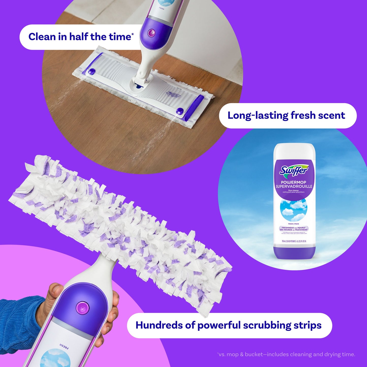 Swiffer PowerMop Multi-Surface Mop Kit for Floor Cleaning - Fresh Scent
